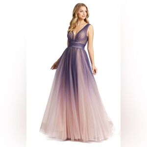 Mac Duggal #20221 Pink Purple Ombré Tulle Ball Gown Prom A-line Princess Dress